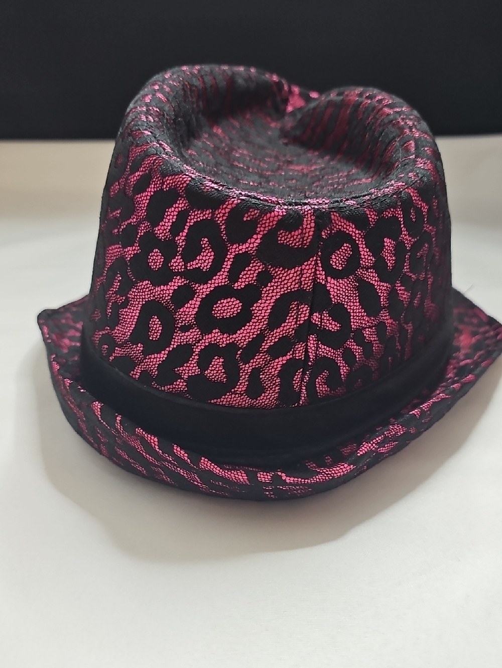Stylish Fun Accent Pink and Black Leopard Print Hat - Picture 2 of 4